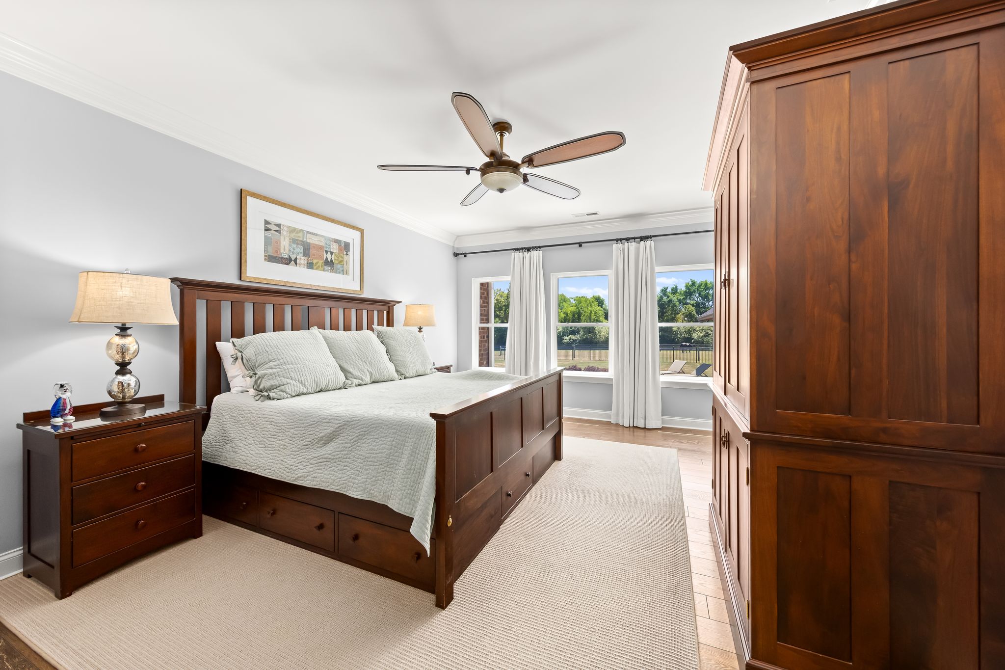 Primary bedroom with pasture views