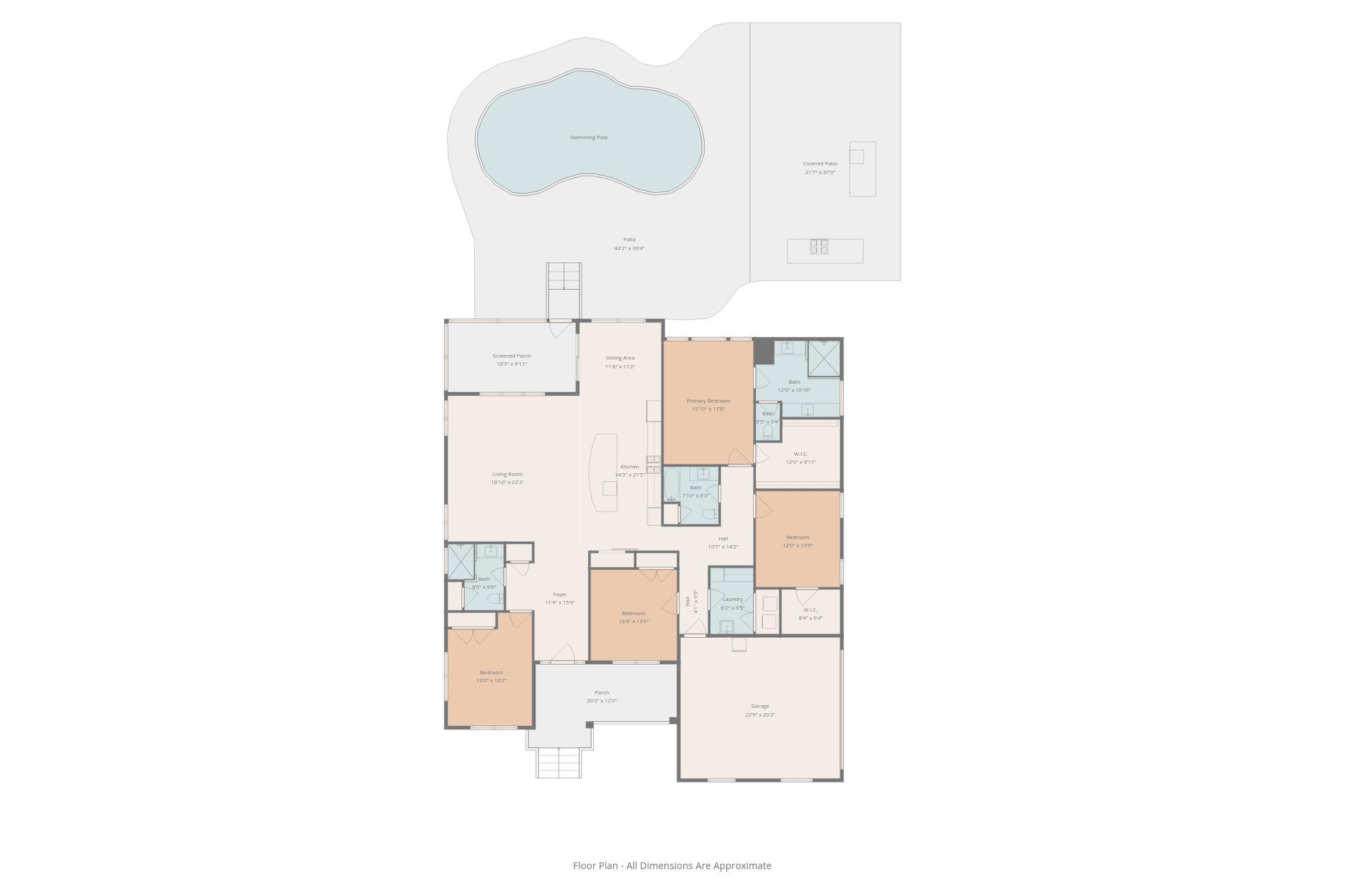Floor plan of the main residence at 105 George Watkins Trail